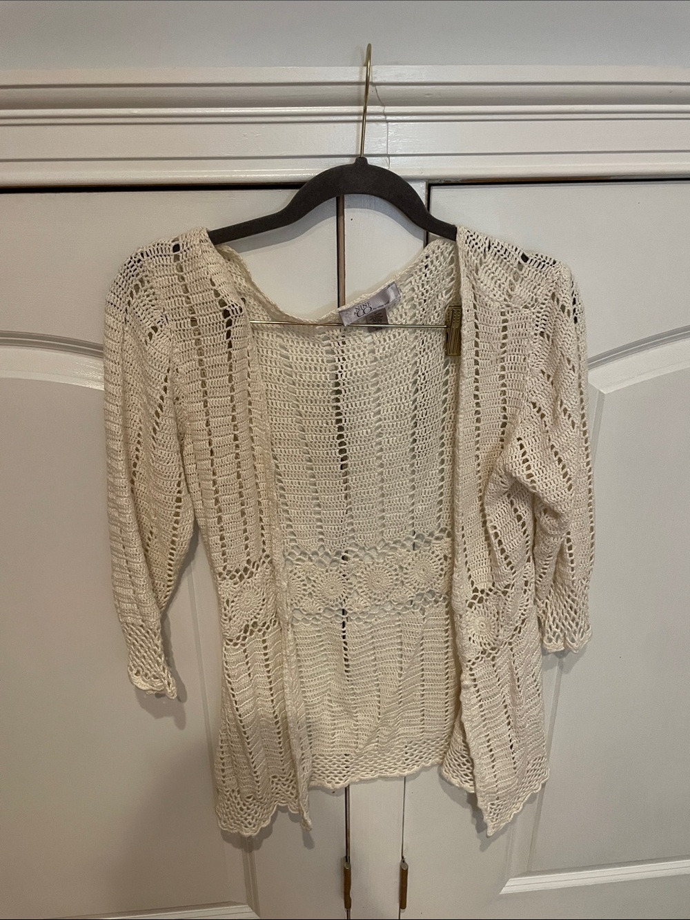 Nine and Co by Nine West Open-Knit Cream Women’s Sweater Cardigan